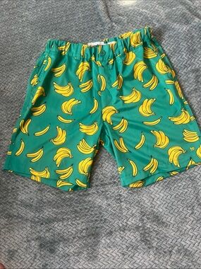 Tipsy Elves Green Banana Print Men’s Shorts